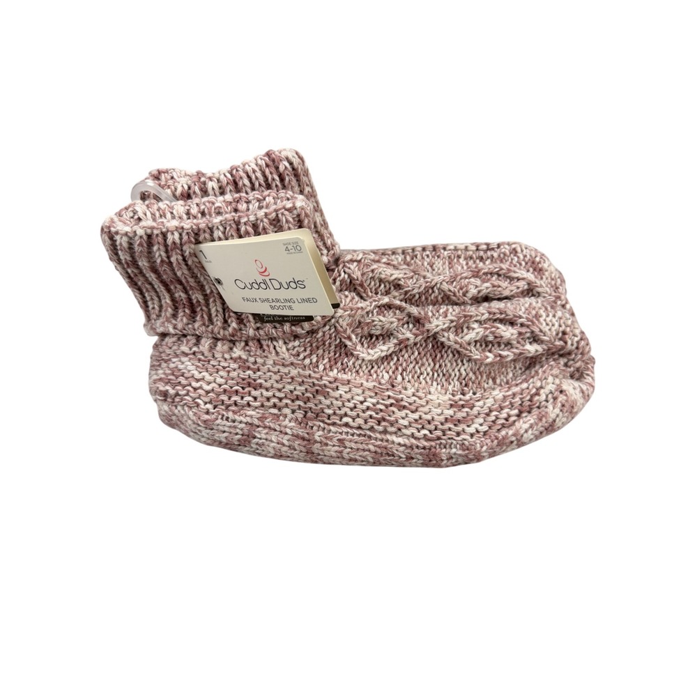 Cuddl Duds Sepia Rose Faux Shearling Lined Bootie Slippers Shoe Size 4-10